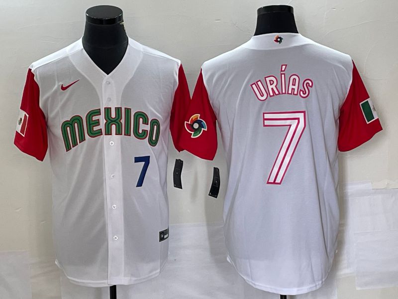 Men 2023 World Cub Mexico 7 Urias White white Nike MLB Jersey25